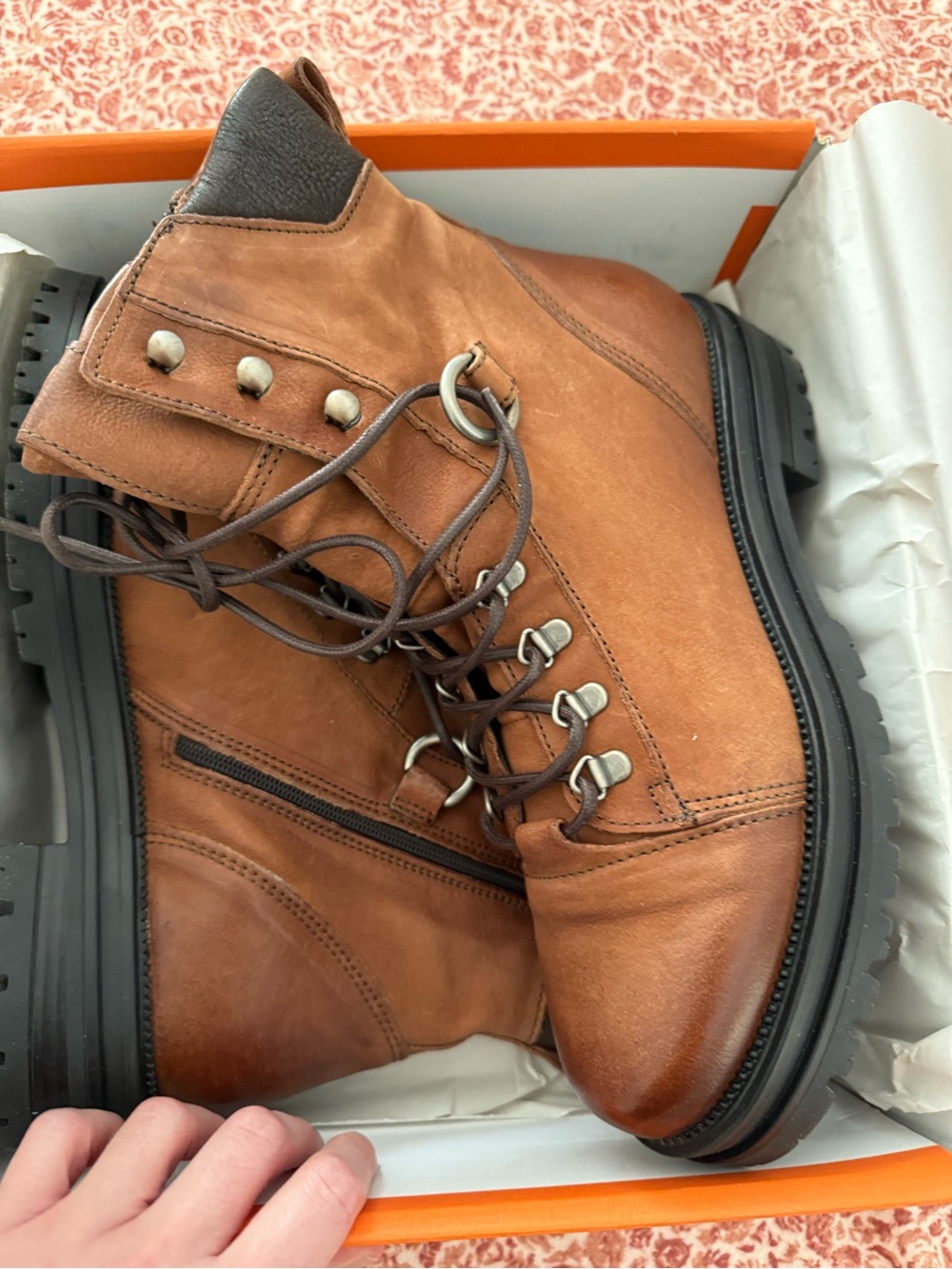 Miz Mooz Women’s Dunn Combat Boots in Brandy